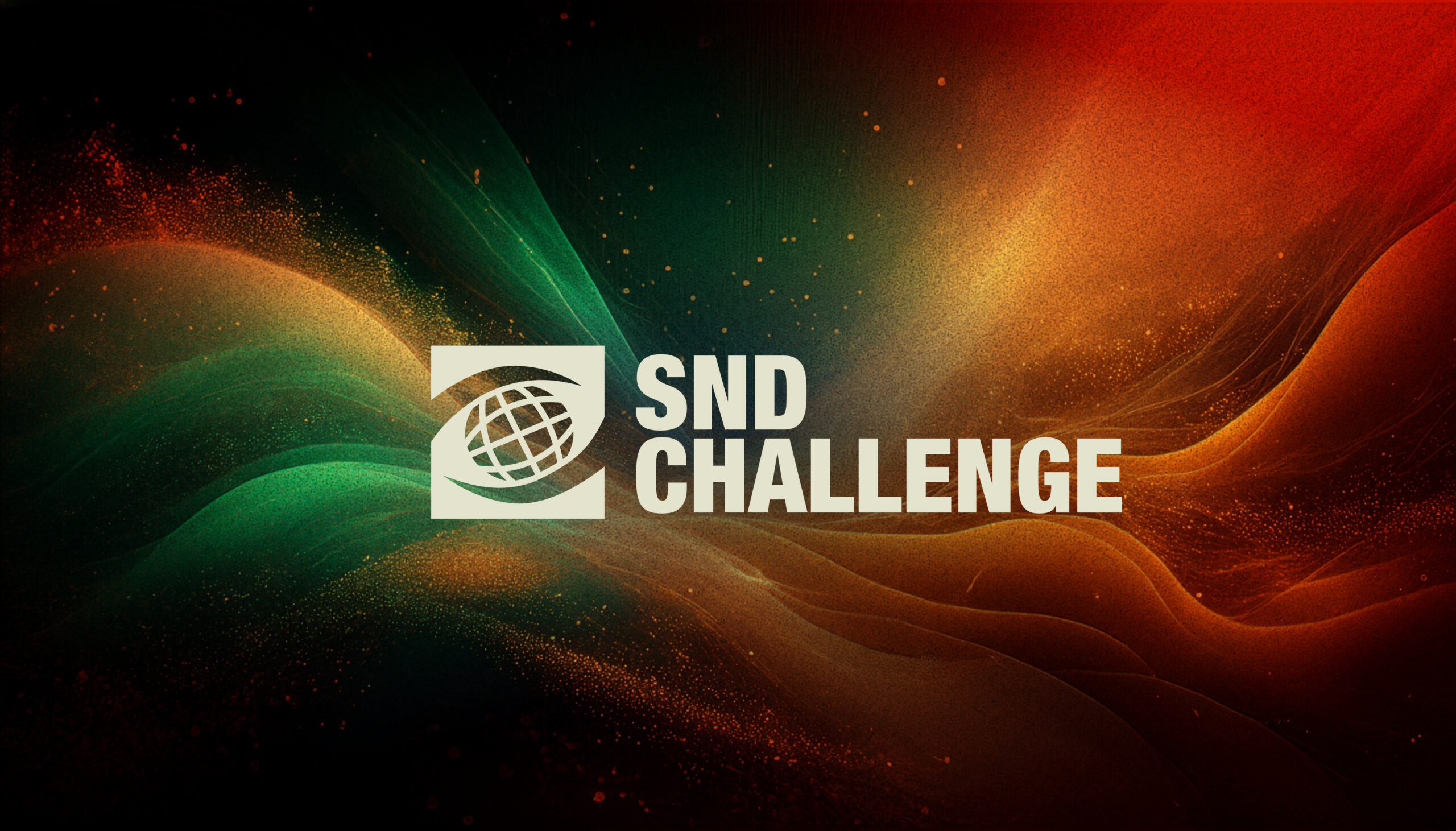 SND Challenge logo sits on top of a background of multiple colors.